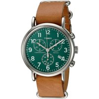 타이멕스 Timex TWC066500 위켄더 크로노 더블 레이어 가죽 슬립 스루 시계