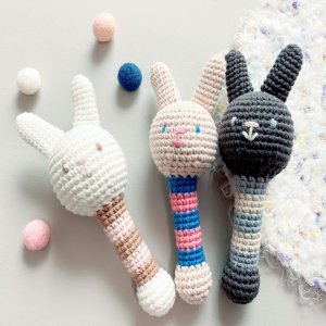 토끼 딸랑이 코바늘 뜨개 DIY, 초보 인형 뜨개질 키트 (동영상포함)