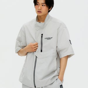 나일론 코지 하이넥 반팔 집업