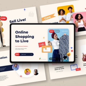 온라인 라이브 쇼핑 피치덱 파워포인트 PPT 템플릿 (홈쇼핑, 판매, 스마트스토어, 플랫폼, 상업, 소셜미디어, 마케팅)