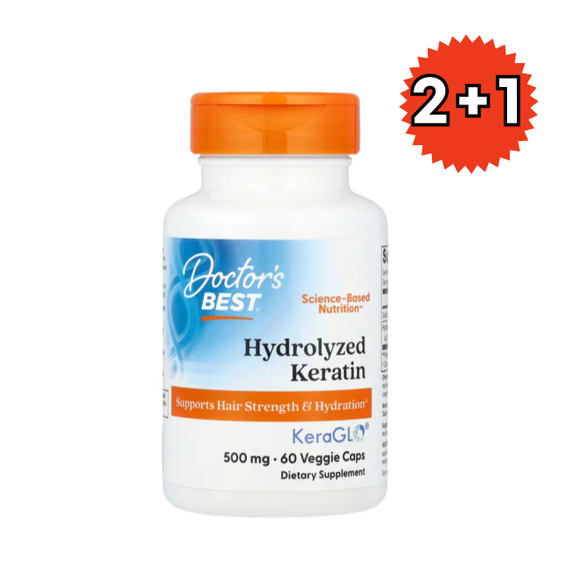 2+1 닥터스베스트 <b>하이드롤라이즈드 케라틴</b> Keratin <b>500mg</b> 60베지캡슐