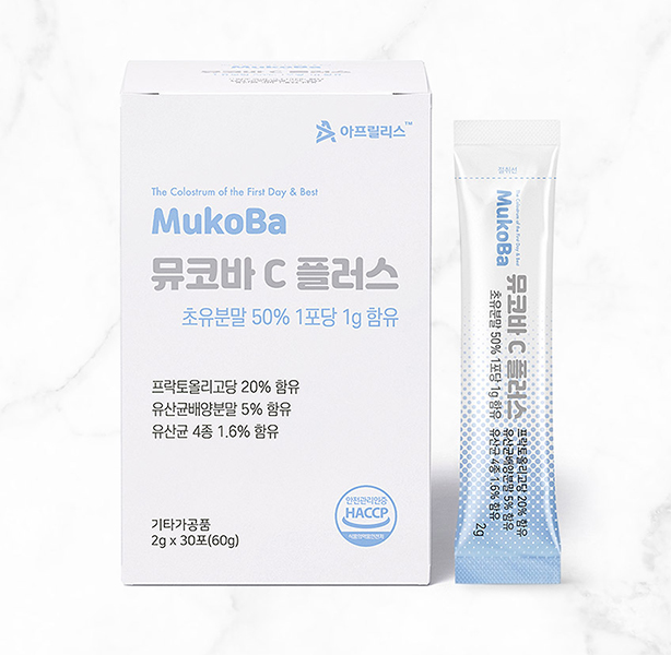 뮤코바 C <b>플러스</b> 30포 초유 <b>포스트</b>바이오틱스 <b>프리</b>바이오틱스 <b>유산균</b>