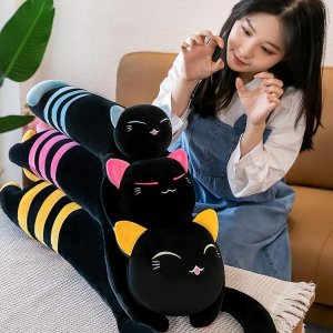 블랙 줄무늬 고양이인형 대형 목베개 바디필로우 모찌 인형