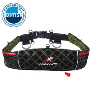 어웨이브 허리벨트형 자동팽창식 구명조끼-블랙(그레이) FREE 사이즈 해양수산부 형식승인 KOMSA 콤사 착용성향상형 국내생산 선상낚시 배낚시 바다낚시
