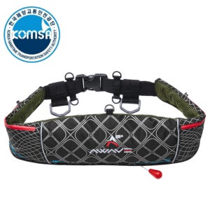 어웨이브 허리벨트형 자동팽창식 구명조끼-블랙(실버) FREE 사이즈 해양수산부 형식승인 KOMSA 콤사 착용성향상형 국내생산 선상낚시 배낚시 바다낚시