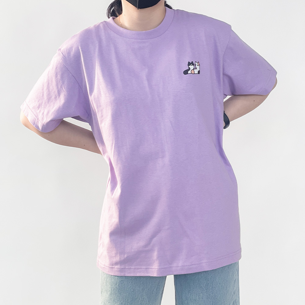 여성 면 보라색 반팔 티셔츠 17수