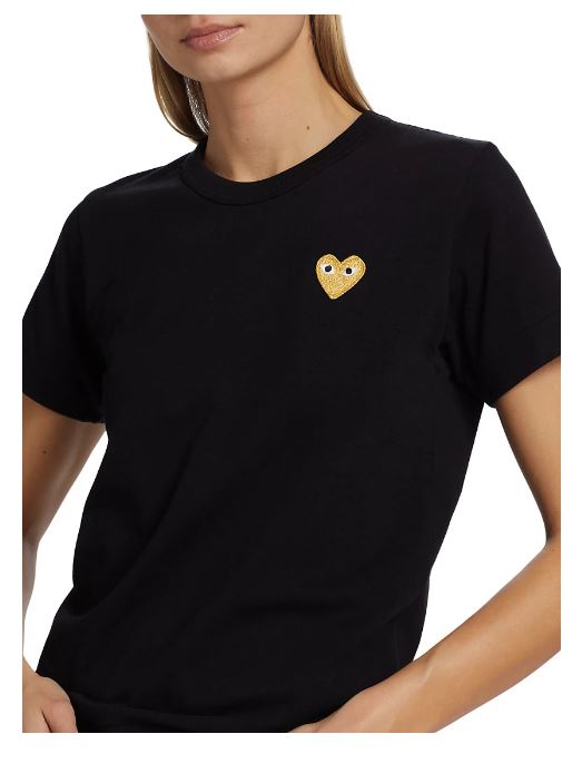 꼼데가르송 플레이 하트 반팔 티셔츠 Embroidered Heart T-Shirt