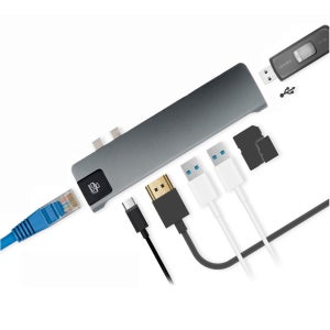 맥북허브 C타입USB포트 노트북허브 맥북HDMI 4K 기가랜 충전 듀얼 확장 CIH504