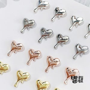 멜팅 메탈하트 네일파츠 5개입 셀프네일아트재료