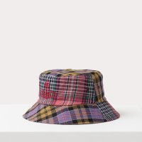 VIVIENNE WESTWOOD Ramie linen tartan check bucket hat 1513931004 Purple