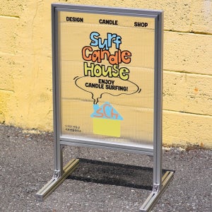 [컴온인프로젝트] 입간판 철제 아크릴 레트로 카페 개업선물 간판 실버 패턴보드투명 세로형