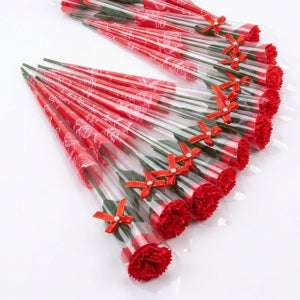 꽃다발 조화 비누꽃 한송이 어버이날 비누 카네이션 1송이 - 레드