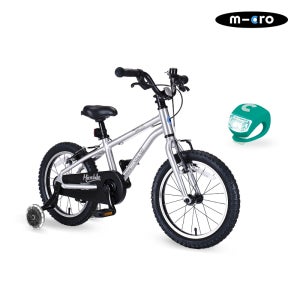 마이크로 바이크 16 초경량 실버 어린이 자전거 LED 보조바퀴
