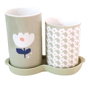 르리에 플라워 수저통 2P(화이트)/숟가락꽂이 티스푼통 도자기 주방 정리 보관