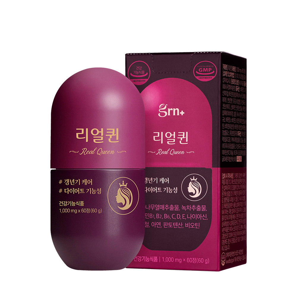 GRN 갱년기영양제 녹차카테킨 리얼퀸 다이어트보조식품 60정(1개월분)