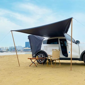 대형 차박 타프 차량용 어닝 헥사 블랙코팅 면 삼각 자동차 그늘막