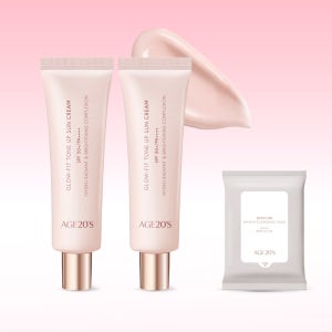 1+1 ) 에이지투웨니스 글로우 핏 톤업 선크림 50ml (+클렌징티슈10매) (SPF50+ PA++++) 파데프리 톤업크림