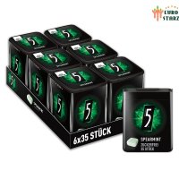 추잉껌 5GUM 스피어민트 6캔 | 6 x 35정 신선한 호흡 금연껌 금연패치 자일리톨알파