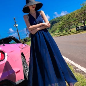 여자 쉬폰 롱원피스 휴양지 홀터넥 비치 해변 민소매 나시 여름원피스