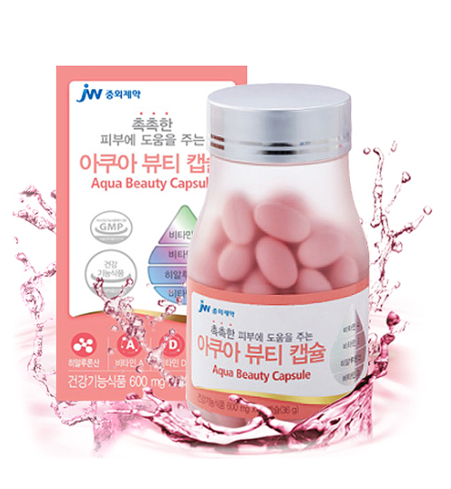 <b>피부보습</b>에 도움을 주는 히알루론산 과 비타민A,D,E가 함유된 아쿠아뷰티캡슐 (60캡슐)