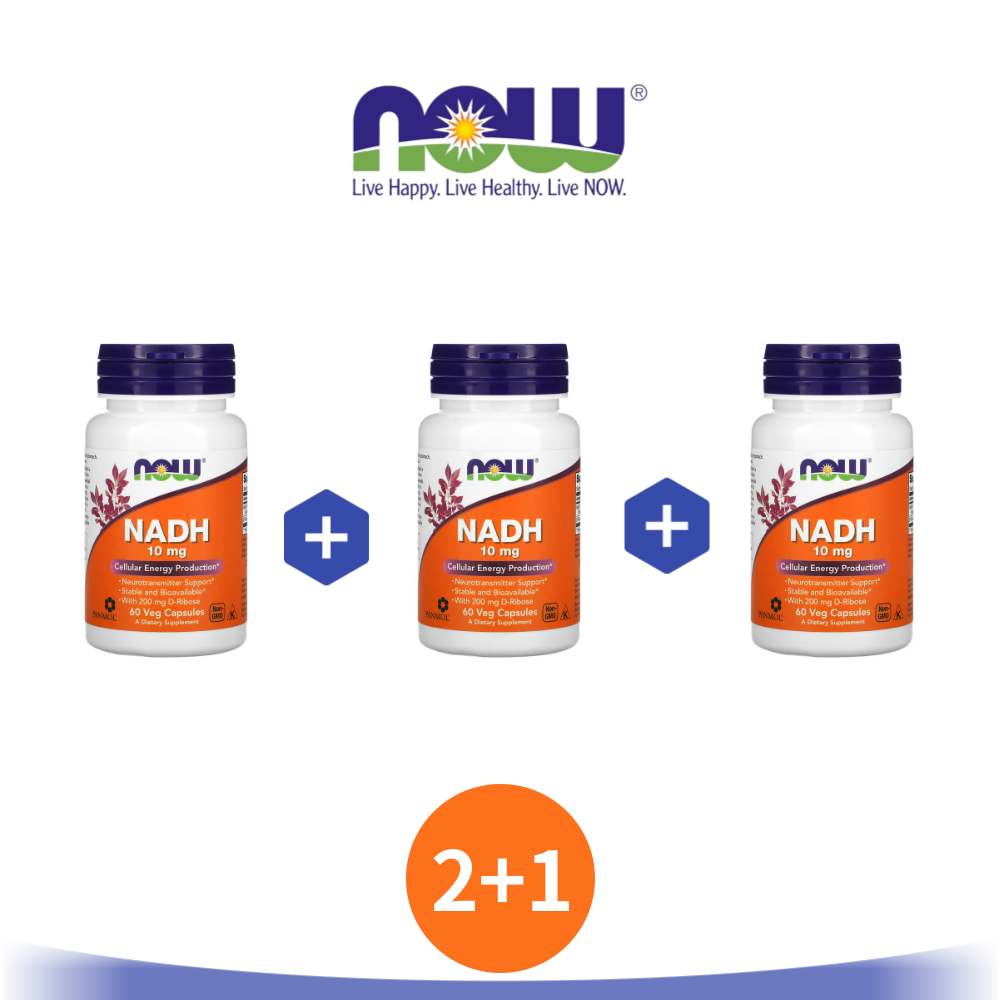 2+1 나우푸드 NADH 10mg 60캡슐 코엔자임 <b>비타민B3</b> <b>나이아신</b> <b>디</b> 리보스