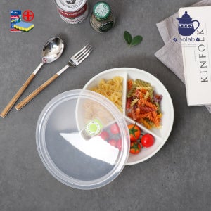 일본 그릇 폴란드풍 폴라브 패턴 3칸 나눔접시 특대 찬기 반찬 그릇 플레이팅 식기