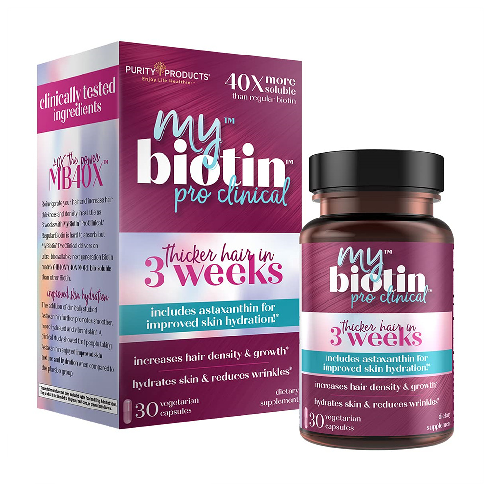 퓨리티프라덕트 <b>마이 비오틴</b> 10,000mcg 30베지캡슐 1개월분 프로클리니컬 헤어