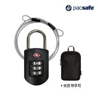 [팩세이프] PACSAFE TSA 콤비네이션 와이어 다이얼 보안 자물쇠 더블 와이어 자물쇠 파우치포함