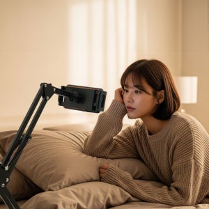 이고진 스탠드 태블릿 핸드폰 거치대 접이식 각도 조절 누워서 자바라 침대 스마트폰 테블릿