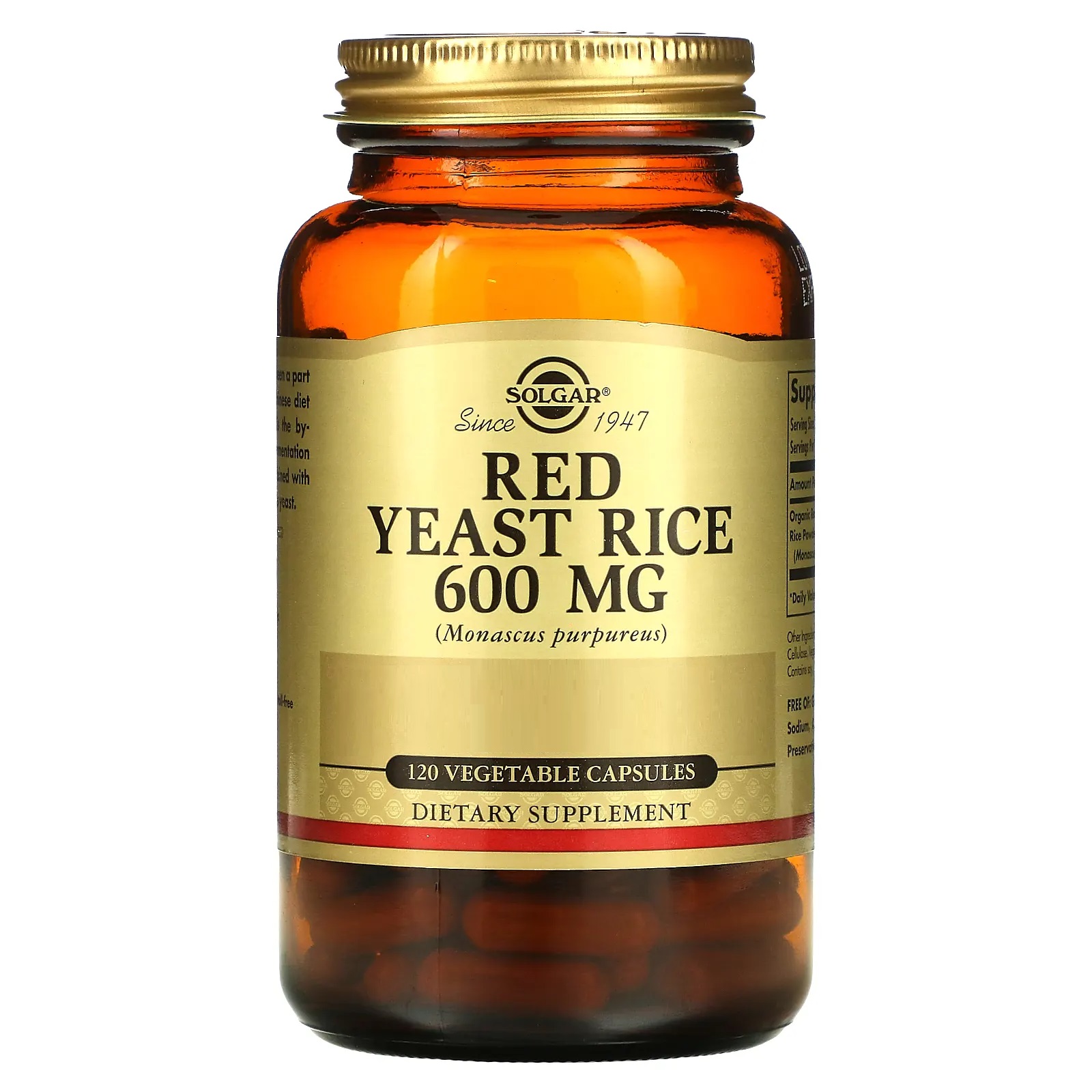 솔가 홍국 Red Yeast Rice <b>600mg</b> 120베지캡슐