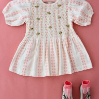 봉주르다이어리 23SS Strawberry vanilla jacquard smocked blouse