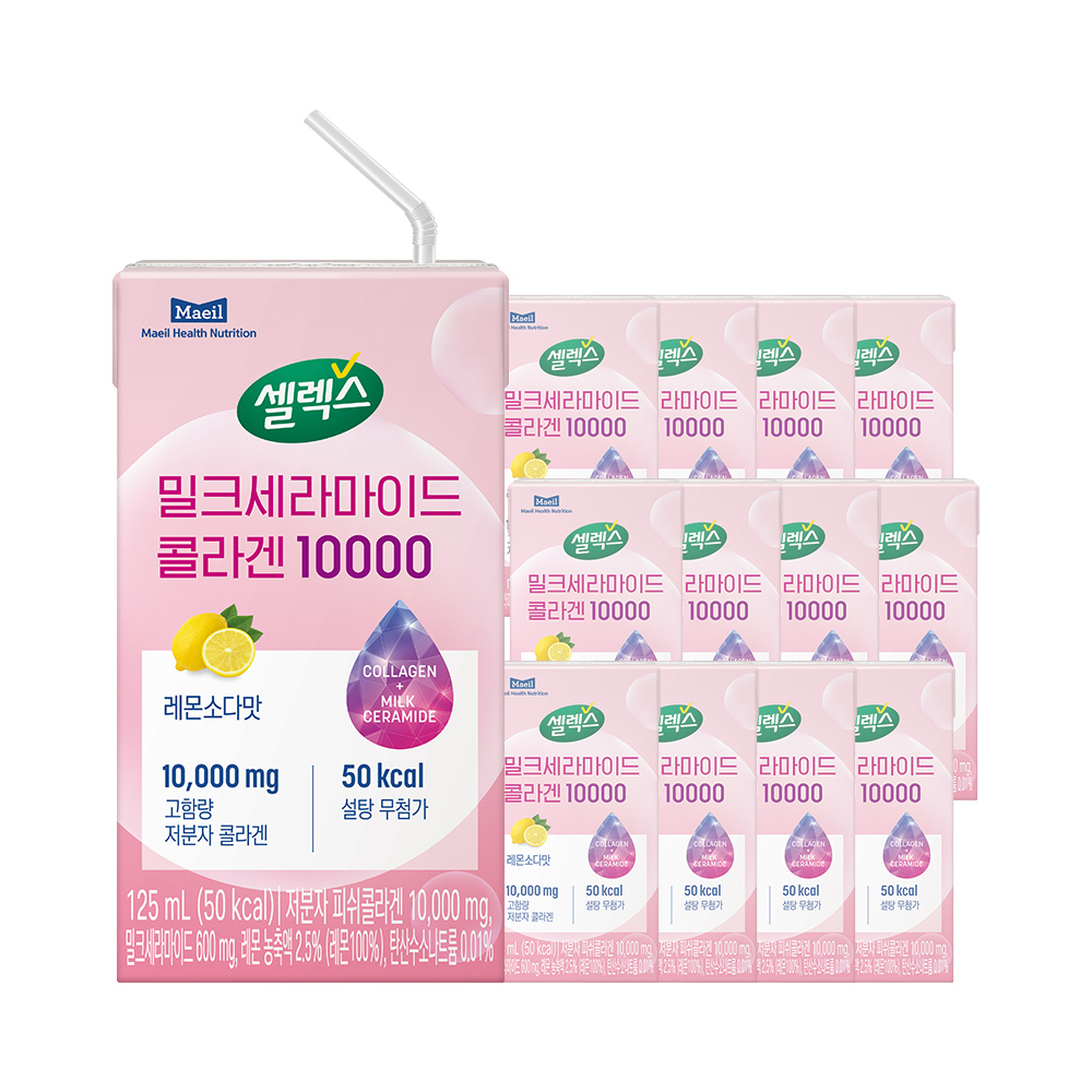 셀렉스 밀크세라마이드 <b>콜라겐</b> 10000 드링크 125ML 12팩 <b>저분자</b>피쉬<b>콜라겐</b>