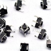 100 개/몫 6x6x5MM 터치 버튼 스위치 6x6x5mm 4 피트 6x6