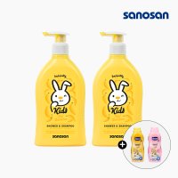 사노산 키즈 샤워앤샴푸 바나나 400ml x 2개입 초등학생 어린이 샴푸 주니어 바디워시