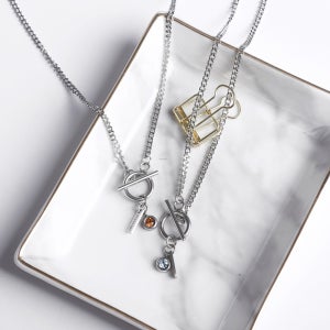 탄생석 커플 목걸이 우정 써지컬 목걸이 남자