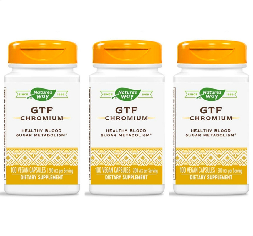 <b>네이쳐스 웨이</b> GTF 크롬 200mcg 100캡슐 X 3통 Nature’s Wa 크로뮴