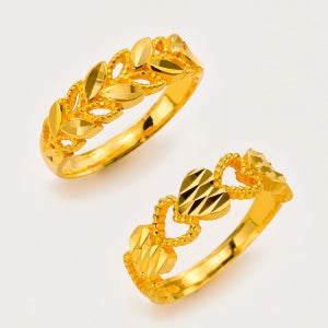 24K 순금 컷팅 버블 반지 3.75g(1돈) 하트 월계수 2종택1 골드 99.9%