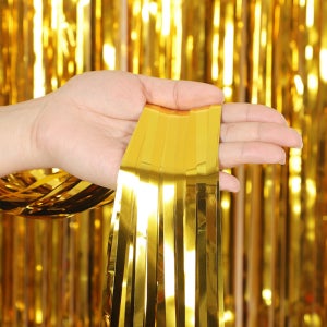 파티 커튼 글로시 골드 생일 배경 매트 글리터 오로라 스트리머 모음