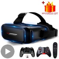 호완제품 VR 3D VR 헤드셋 가상 현실 스마트 안경 헬멧 폰용 컨트롤러 렌즈가있는 모바일 핸드폰 고글