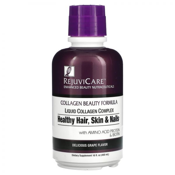 <b>Rejuvicare 콜라겐</b> Collagen Beauty 리퀴드 액상 Complex Healthy 헬시 Hair Skin &amp; Nails 포도 16 480ml