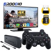 취미 선물 닌텐도 스위치 BROODIO 4 K HD 비디오 게임 콘솔 스틱, 10000 2.4G 더블 무선 컨트롤러 레트로 TV 드롭쉬핑