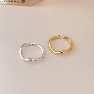 [무배] 실버925 볼드 웨이브 물결 엄지 오픈링 은반지