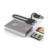 Bawanfa Pro C Express B형 카드 리더 USB 3.2 Gen 2 10Gbps 카드/SD 메모리 카드와 호환 듀얼 슬롯 휴대용 알루미늄 어댑터 지원 Windows/A