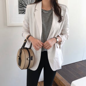 프리미엄 오버핏 여성 린넨 재킷 여자 여름자켓 아우터 간절기 우먼자켓 화이트 베이지