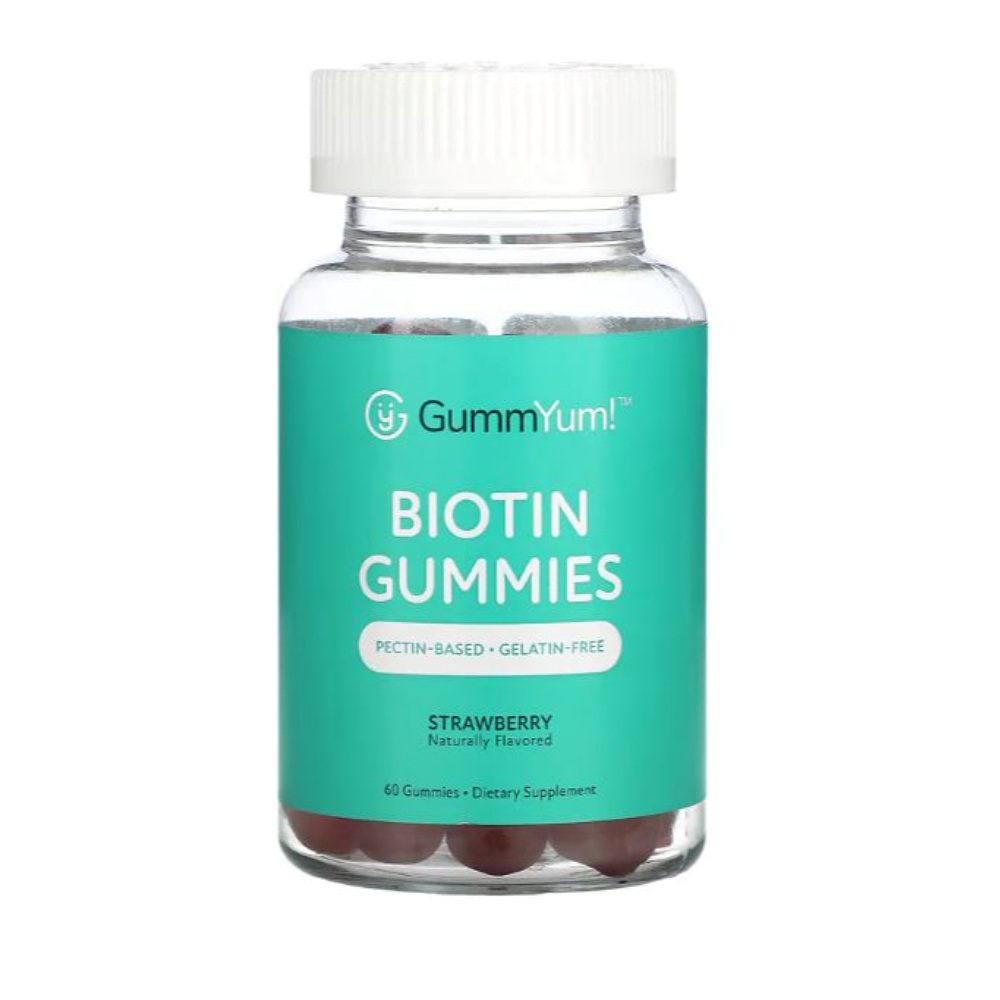 검얌 <b>비오틴</b> <b>5000mcg</b> 글루텐 프리 네츄럴 딸기맛 <b>구미</b>젤리 60개