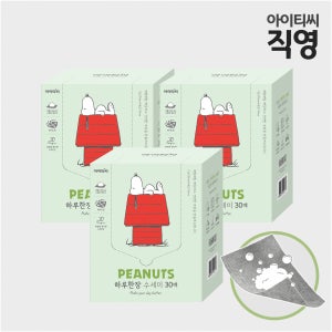 피너츠 스누피 하루한장 일회용 수세미 30개입, 3개