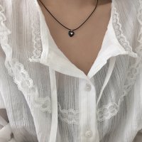 (모앳/목걸이) sweety heart necklace (silver925) 레더끈 하트 포인트 레이어드 네크리스 레더끈하트목걸이