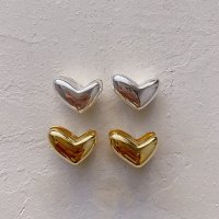 925silver unique line bold heart one-touch earring