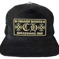 크롬하츠 모자 트러커 코듀로이 캡 Chrome Hearts CH Hollywood Corduroy Trucker Hat Black/Gold