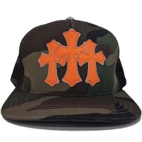 크롬하츠 모자 트러커 캡 Chrome Hearts Cemetery Trucker Hat Camo/Orange